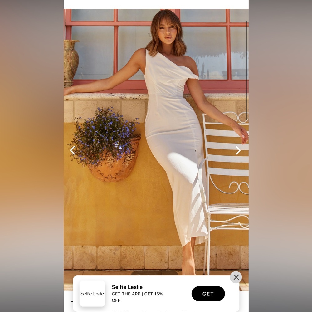 MIRIAM ON-OFF SHOULDER MIDI DRESS WHITE SIZE MEDIUM NEVER WORN SELFIE LESLIE